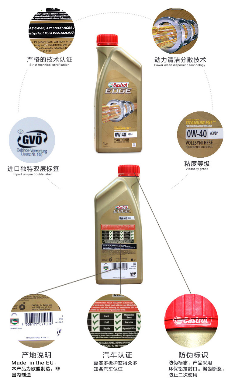 嘉實多 極護 鈦流體 全合成機油 0W-40 A3/B4 SN 1L裝-第2張圖片-鄭州市冠恒貿易有限公司【官方網站】-車用潤滑油服務專家